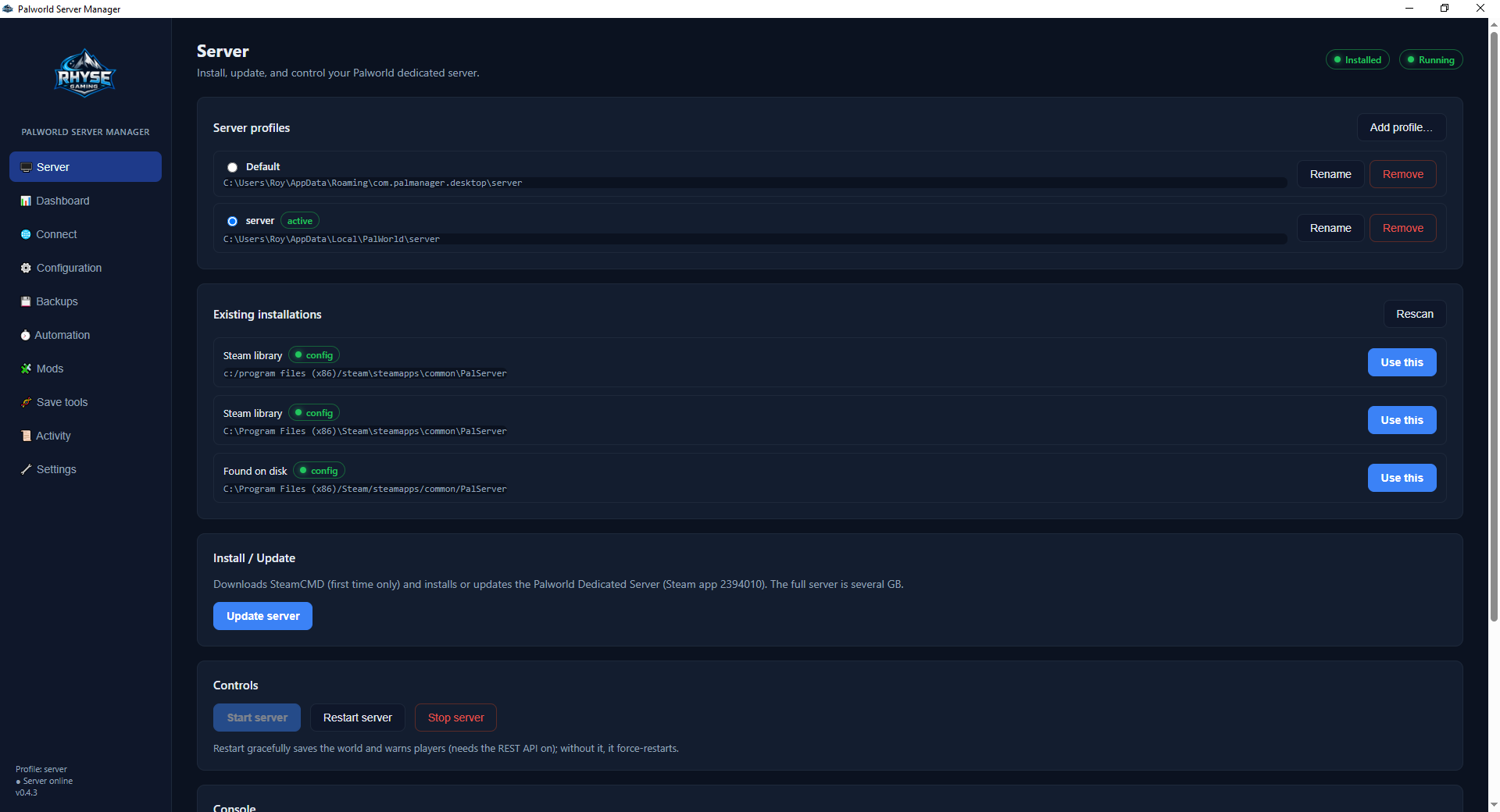 Server page